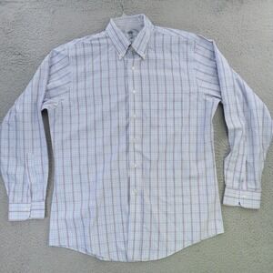 Brooks Brothers Shirt Mens Large 16.5 Purple Blue Long Sleeve Button Up 35